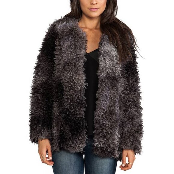 Smythe Chubby Grey Melange Faux Fur Jacket - Picture 1 of 8